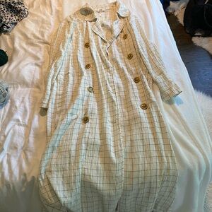 Plaid Double-Breasted Trench Coat